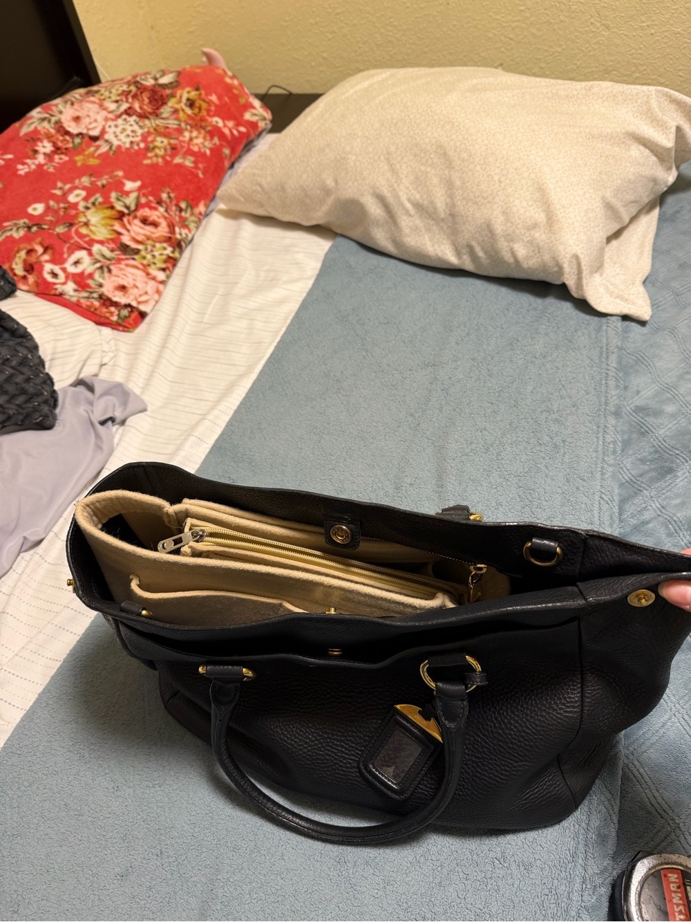 Prada Black Pebbled Leather Top-Handle Tote with Gold Hardware - Picture 10 of 11